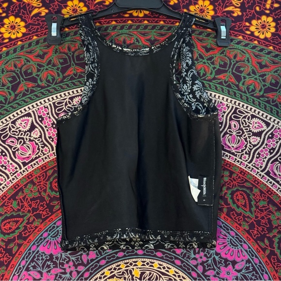 BlackMilk- Wallpaper Shiny Shiny Reversible Crop Top- Size Small - Picture 5 of 6